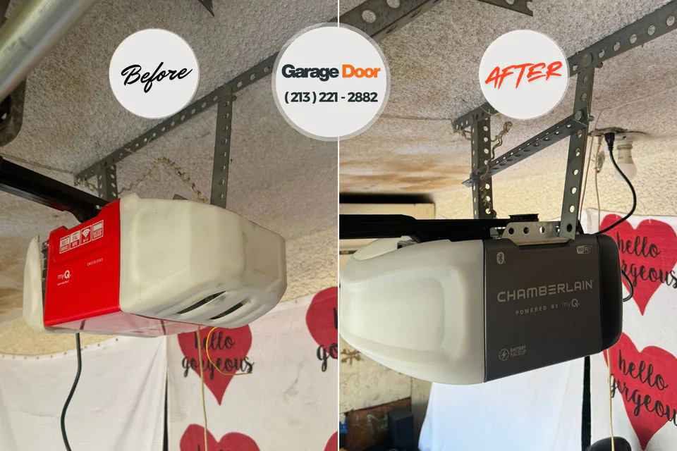 Before and after: garage door repair Roswell, GA